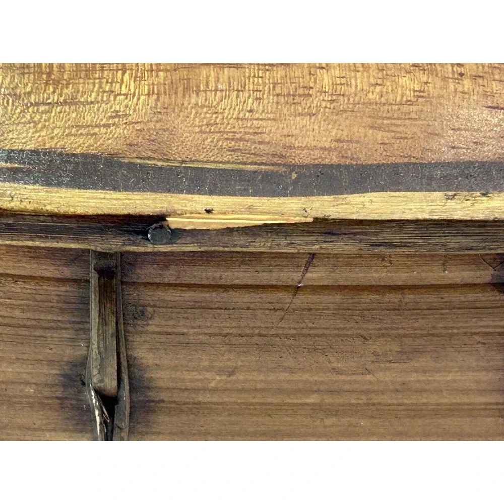 Thai AKHA Hill Tribe Bamboo Mulberry Wood Oval Tobacco Box‎ 2.5”